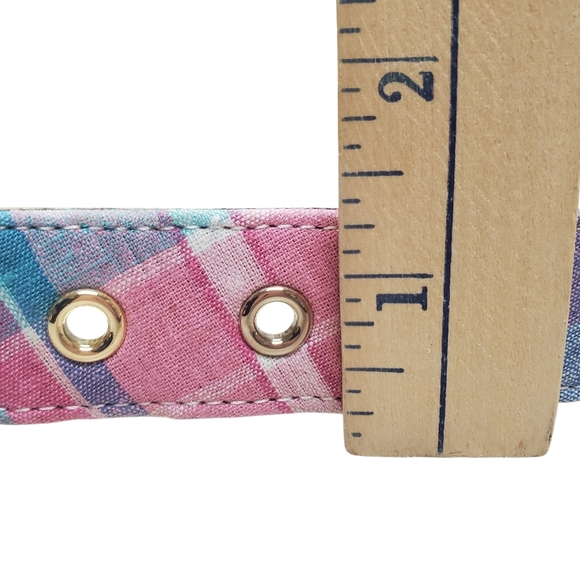 Talbots Pastel Madras Plaid and Leather Belt - Picture 7 of 10